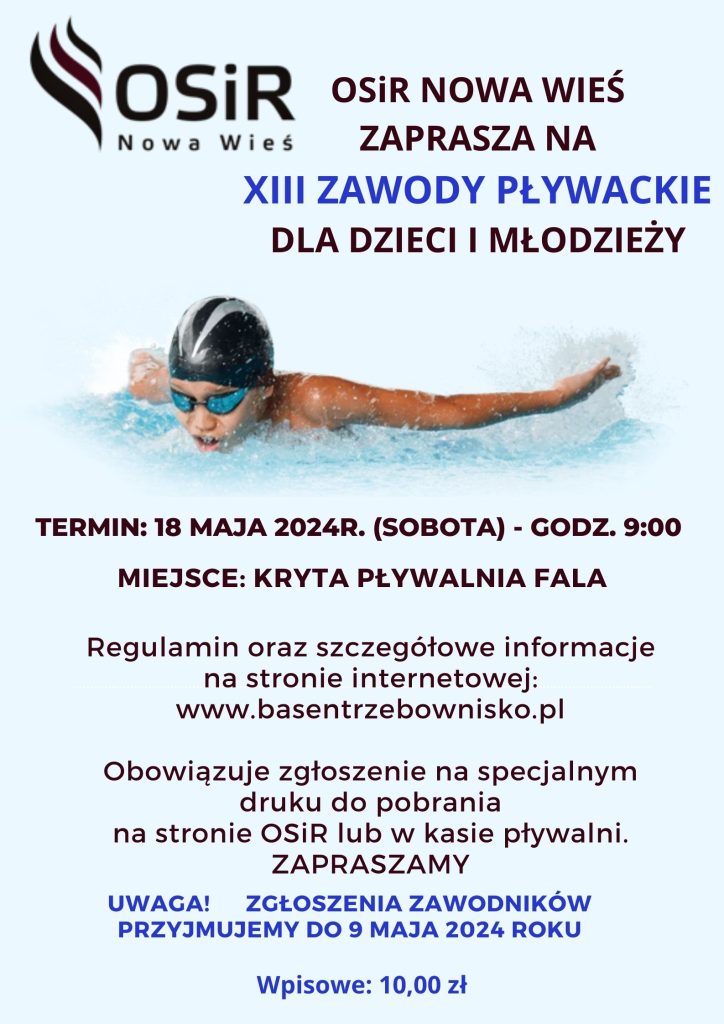 XIII Zawody Pływackie dla dzieci – 18.05.2024r.